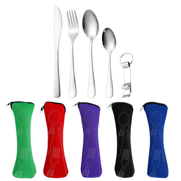 Stainless Steel Cutlery Set with Bone Shaped Pouch
