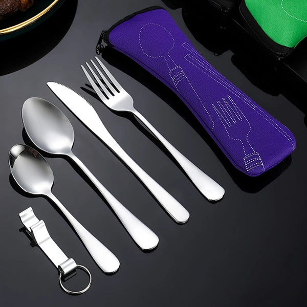 Stainless Steel Cutlery Set with Bone Shaped Pouch