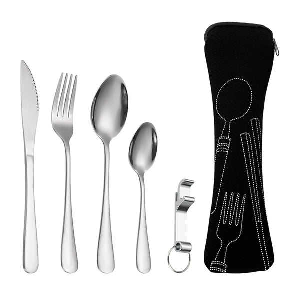 Stainless Steel Cutlery Set with Bone Shaped Pouch