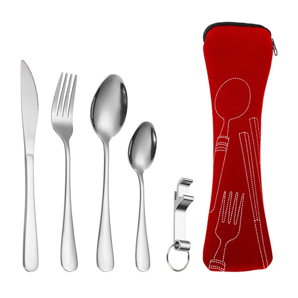 Stainless Steel Cutlery Set with Bone Shaped Pouch