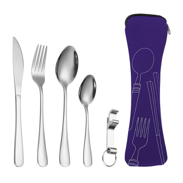 Stainless Steel Cutlery Set with Bone Shaped Pouch