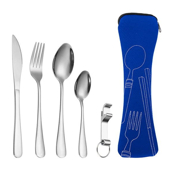 Stainless Steel Cutlery Set with Bone Shaped Pouch