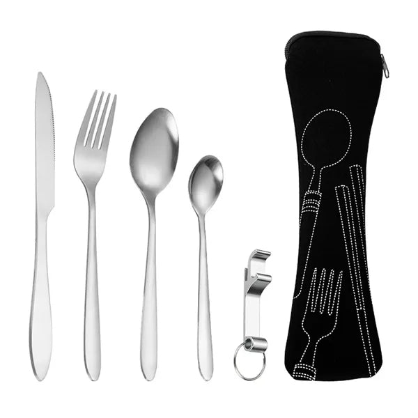 Stainless Steel Cutlery Set with Bone-shape Pouch