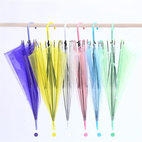 Rain Windproof Transparent Auto Open Stick Umbrella