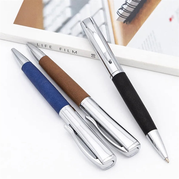 Retractable Twist Action Metal Ballpoint Pen With Clip