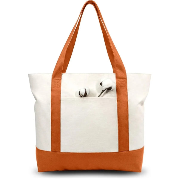 Canvas Tote Bag with an External Pocket