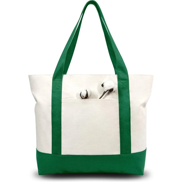 Canvas Tote Bag with an External Pocket