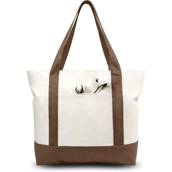 Canvas Tote Bag with an External Pocket