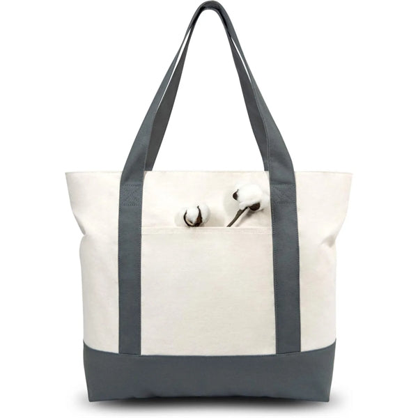 Canvas Tote Bag with an External Pocket