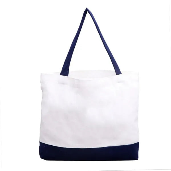 12oz Color Blocking Splicing Canvas Tote Bag
