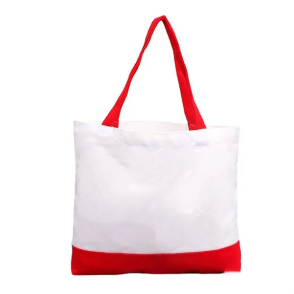 12oz Color Blocking Splicing Canvas Tote Bag