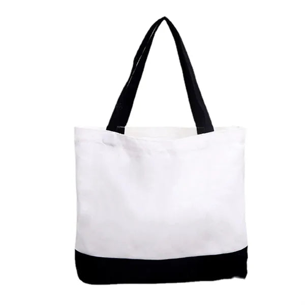 12oz Color Blocking Splicing Canvas Tote Bag