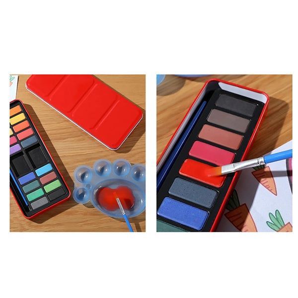 Metal Box 18 Colors Solid Watercolor Paint Set