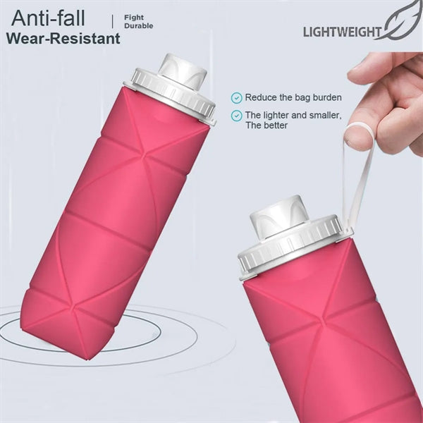 20oz Collapsible Water Bottle Silicone With Straw