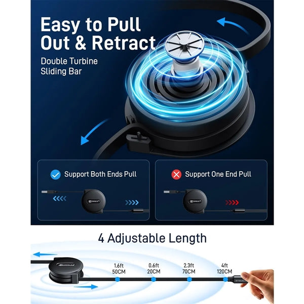 Retractable Multiple Charging Cable 3 in 1 With USB Port