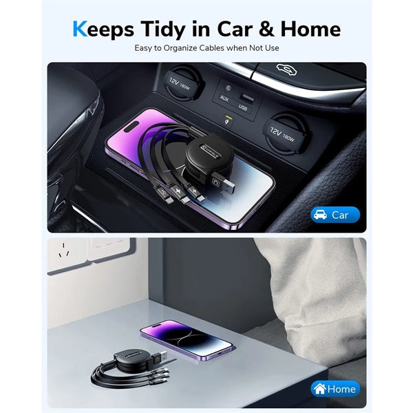 Retractable Multiple Charging Cable 3 in 1 With USB Port