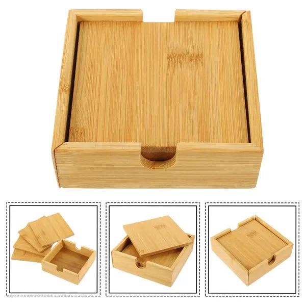 Set of 4 Bamboo Coasters With Box