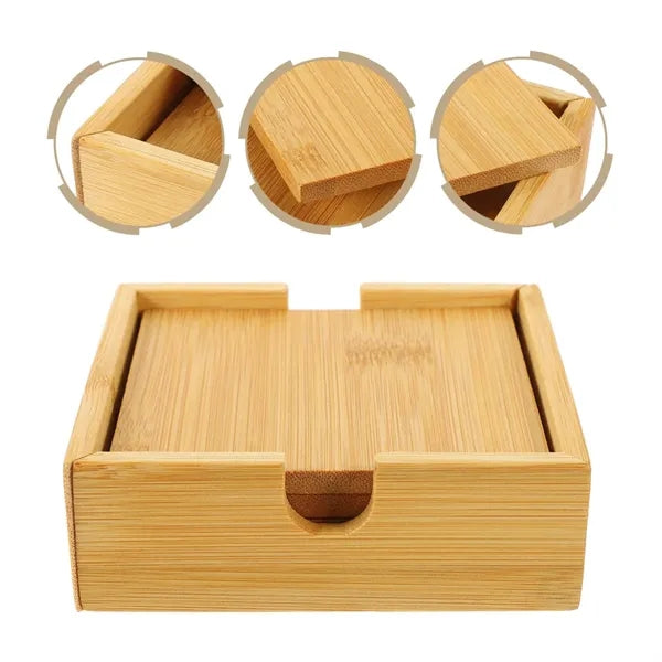 Set of 4 Bamboo Coasters With Box
