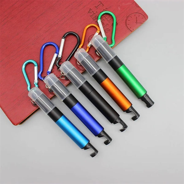 6 In 1 Keychain LED Light Stylus Phone Holder Mini Ball Pen