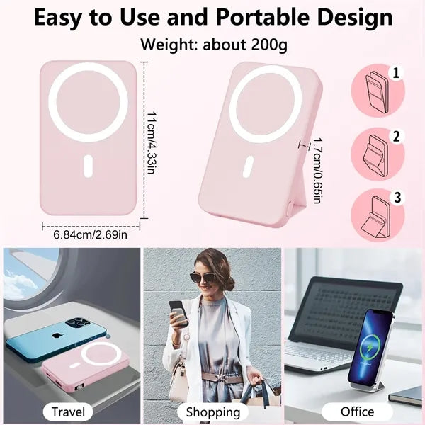 Foldable Portable Magnetic Wireless Power Bank