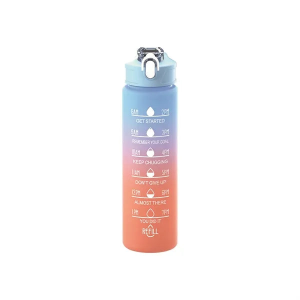 32 Oz Water Bottle with Times to Drink and Straw