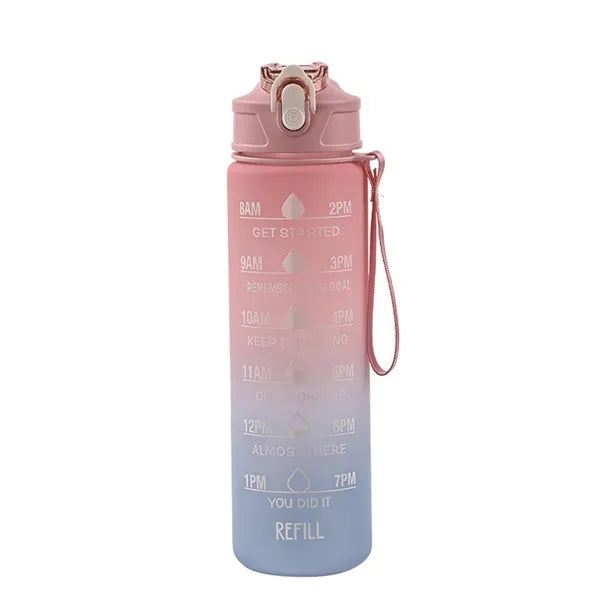 32 Oz Water Bottle with Times to Drink and Straw