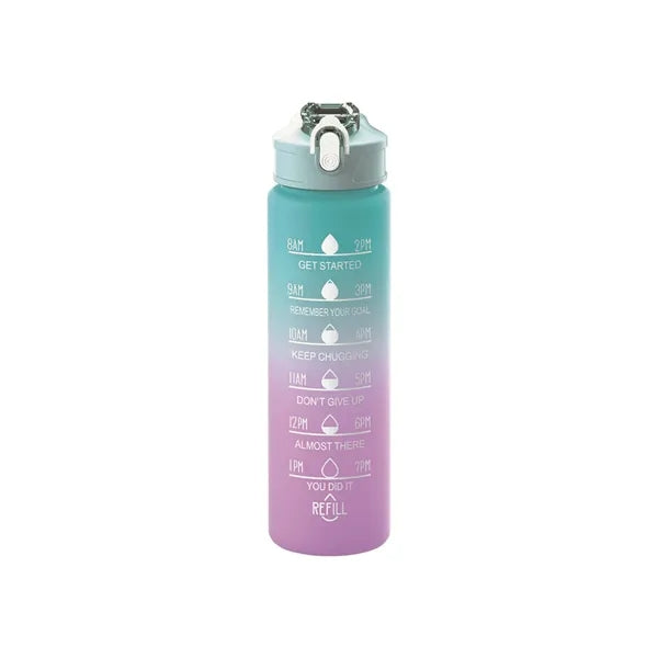 32 Oz Water Bottle with Times to Drink and Straw