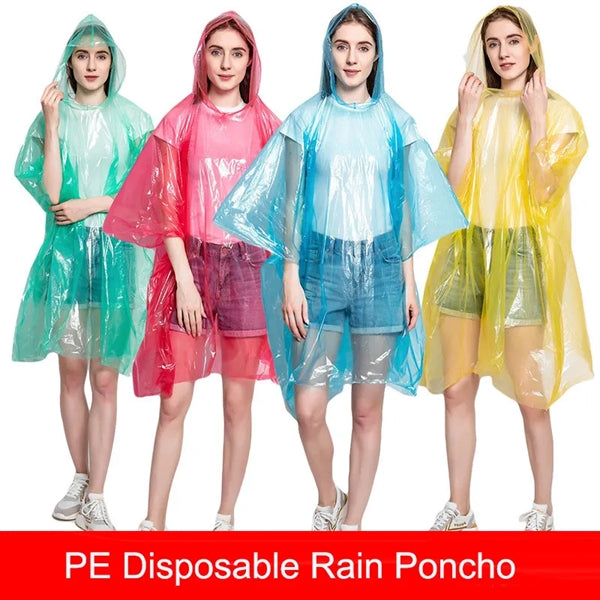 Disposable Translucent PE Rain Poncho Or Raincoat