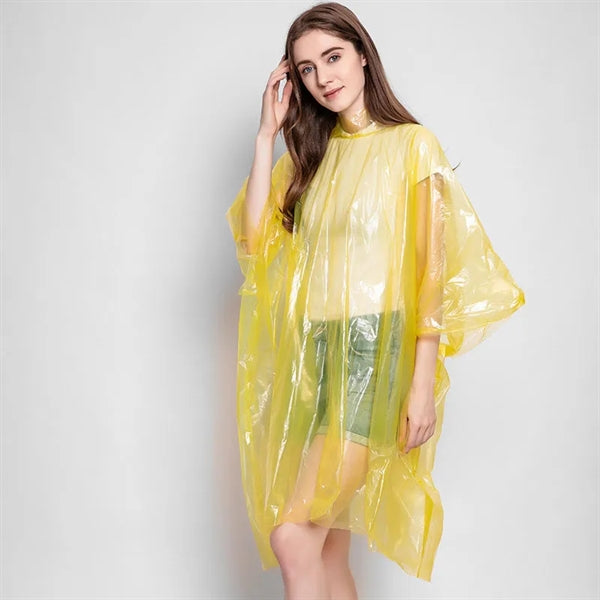 Disposable Translucent PE Rain Poncho Or Raincoat