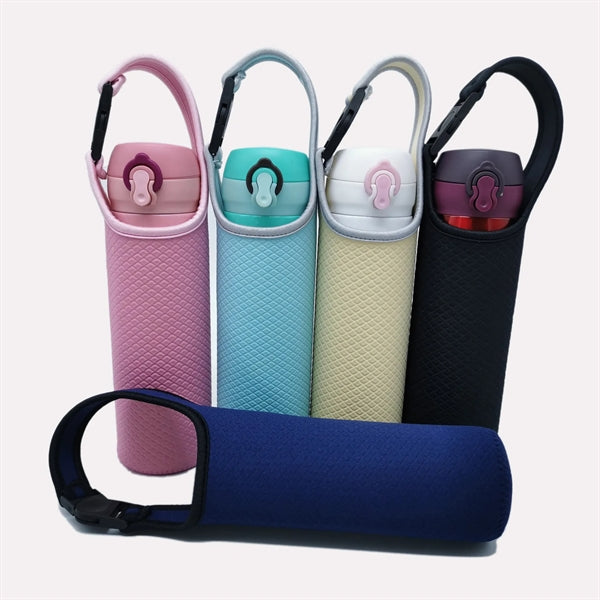17oz Portable Insulated Bottle Cooler with Adjustable Strap