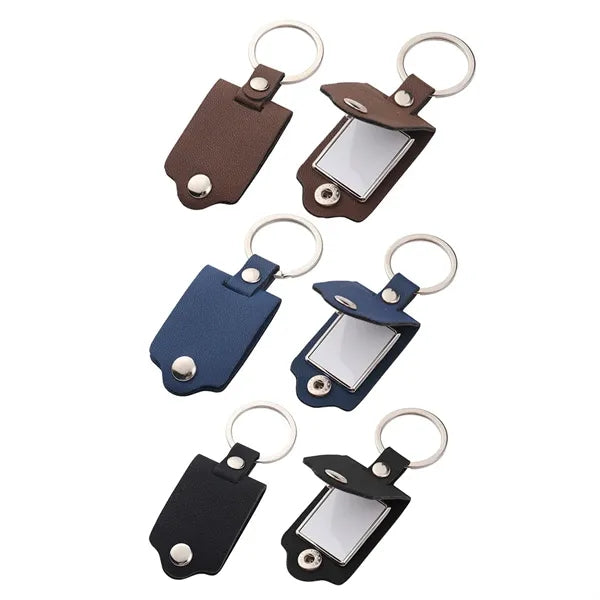 Photo Frame Keychain With Leather Cover