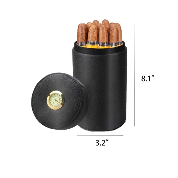 Portable Leather Cigar Humidor Case Jar for Business Travel