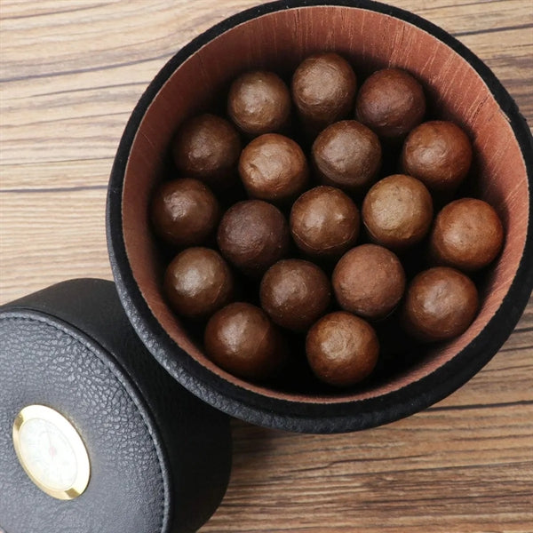 Portable Leather Cigar Humidor Case Jar for Business Travel