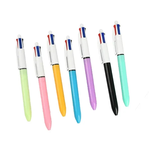4 Color Retractable Click Plastic Ballpoint Pen With Clip