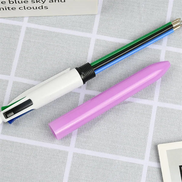 4 Color Retractable Click Plastic Ballpoint Pen With Clip