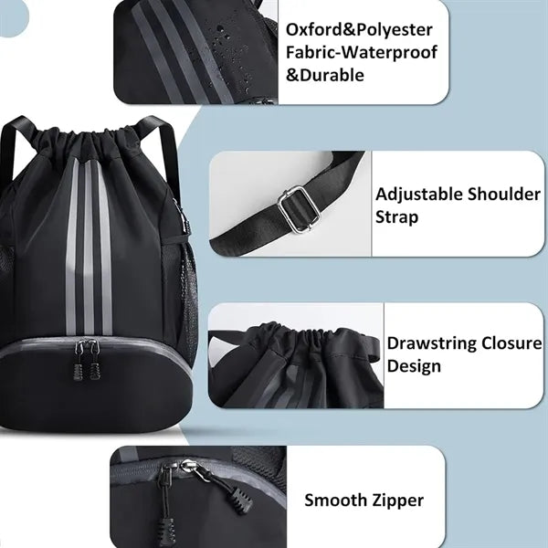 Drawstring Waterproof Basketball Soccer Sports Gym Backpack