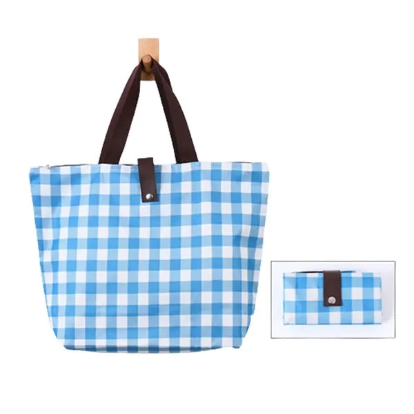 Plaid Oxford Shopping Tote Bag