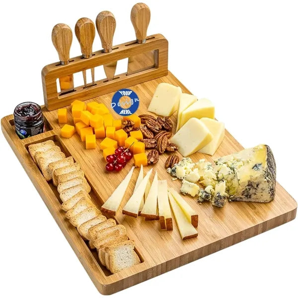 Bamboo Cheese Board and Knife Set 14x11 inch