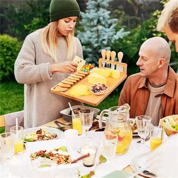 Bamboo Cheese Board and Knife Set 14x11 inch