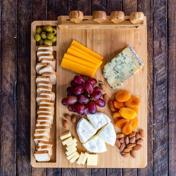 Bamboo Cheese Board and Knife Set 14x11 inch