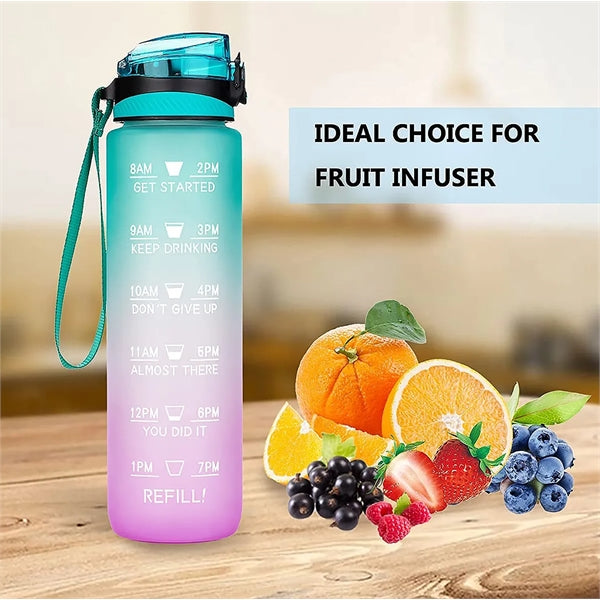 32oz Sports Motivational Time Marker Water Bottle with Straw
