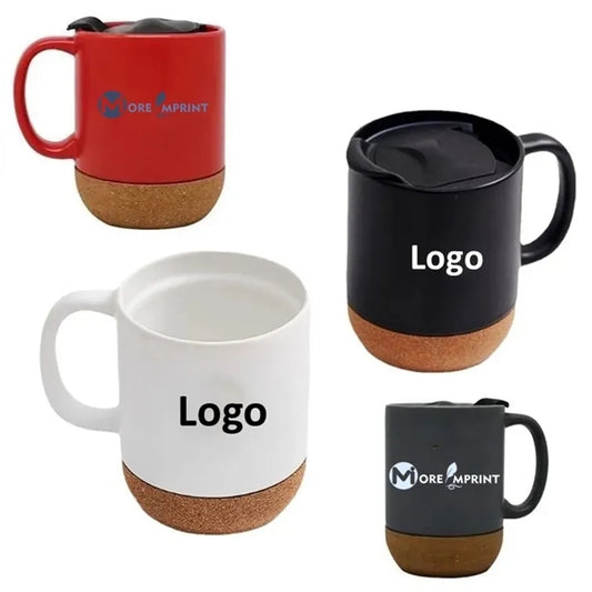 13oz Barista Ceramic Cork Bottom Coffee Milk Mug with Lid