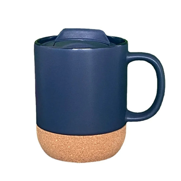 13oz Barista Ceramic Cork Bottom Coffee Milk Mug with Lid