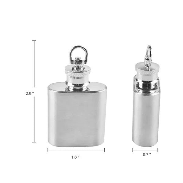 1oz Stainless Steel Hip Flask With Keychain