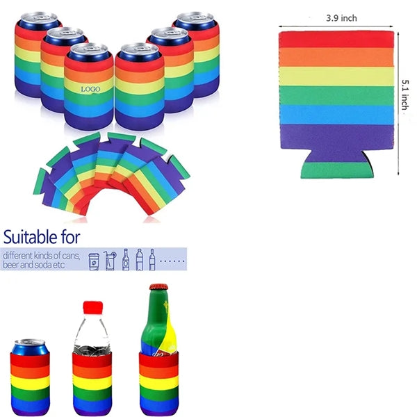 LGBT Rainbow Neoprene Can Cooler Beer Sleeves 3.94" x 5.12"