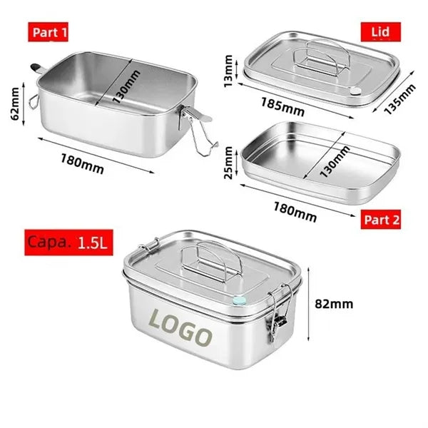 50 oz 3-compartment Stainless Steel Lunch box