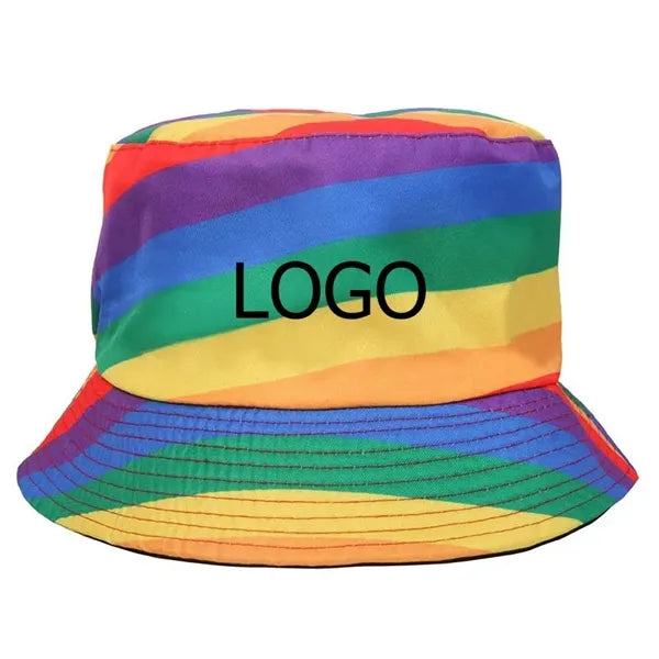 LGBT Unisex Polyester Blend Twill Outdoor Rainbow Bucket Hat
