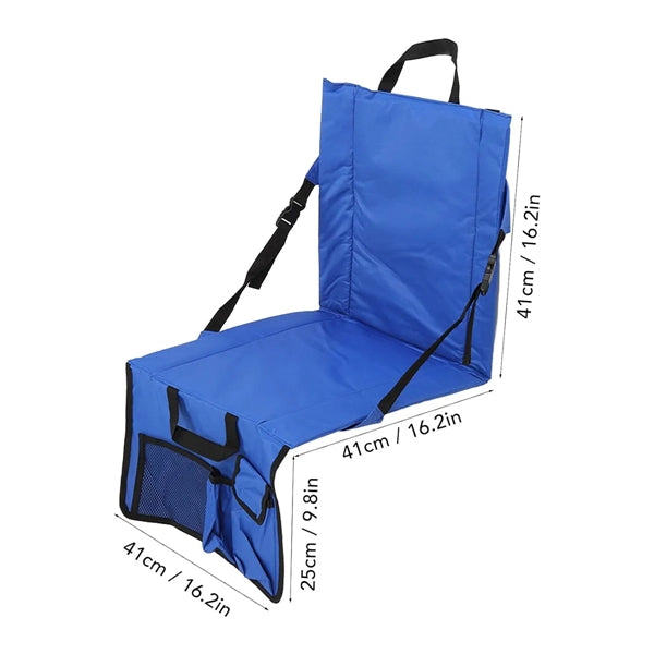 Folding Stadium Seat Cushion With Back Support & Cup Holder