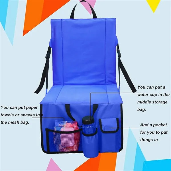 Folding Stadium Seat Cushion With Back Support & Cup Holder