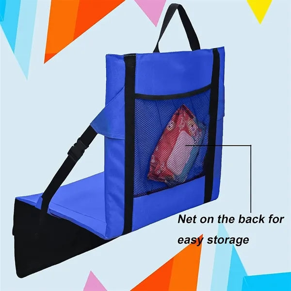 Folding Stadium Seat Cushion With Back Support & Cup Holder